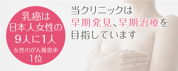 乳癌は日本人女性の9人に1人!!女性のがん罹患率1位。当クリニックは早期発見、早期治療を目指しています